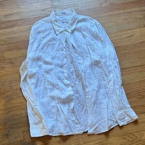 Calvin Klein White Linen Button-Down Shirt